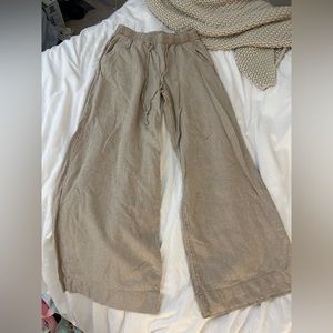 Wide leg linen pants high rise pull on